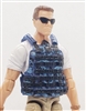 Male Vest: Utility Type BLUE CAMO Version - 1:18 Scale Modular MTF Accessory for 3-3/4" Action Figures