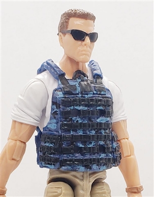 Male Vest: Utility Type BLUE CAMO Version - 1:18 Scale Modular MTF Accessory for 3-3/4" Action Figures