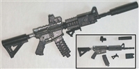 M4 Carbine Rifle "Geared Up" BLACK & GUN-METAL - "Modular" 1:18 Scale Weapon for 3-3/4 Inch Action Figures