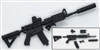 M4 Carbine Rifle "Geared Up" FLAT BLACK "MATTE" - "Modular" 1:18 Scale Weapon for 3-3/4 Inch Action Figures