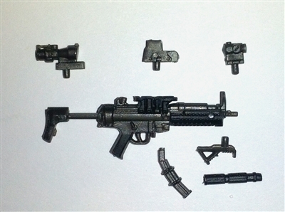 SWAT Machine Gun with Accessories GUN-METAL Version DELUXE - "Modular" 1:18 Scale Weapon for 3-3/4 Inch Action Figures