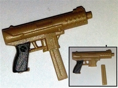 Tek-9 Machine Pistol with Mag TAN Version - 1:18 Scale Weapon for 3-3/4 Inch Action Figures