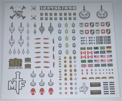 Marauder Task Force Insigina Die-Cut Sticker Sheet #1 - 1:18 Scale Accessories for 3 3/4 Inch Action Figures