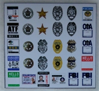 Marauder Task Force Law Enforcement Badges & Federal Agent ID Cards - Die-Cut Sticker Sheet - 1:18 Scale Accessories for 3 3/4 Inch Action Figures