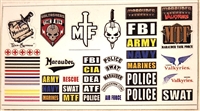 Marauder Task Force Military Branches & Law Enforcement - Die-Cut Sticker Sheet - 1:18 Scale Accessories for 3 3/4 Inch Action Figures