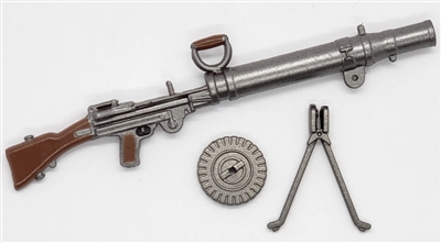 British LEWIS Machine Gun with Pan Magazine & Bipod - 1:18 Scale Weapon for 3-3/4 Inch Action Figures