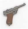German P08 Luger 9mm Semi-Automatic Pistol GUN-METAL & BROWN Version - 1:18 Scale Weapon for 3-3/4 Inch Action Figures