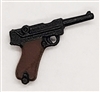 German P08 Luger 9mm Semi-Automatic Pistol BLACK & BROWN Version - 1:18 Scale Weapon for 3-3/4 Inch Action Figures