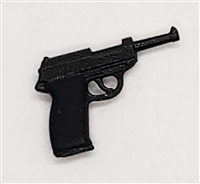 German P38 Walther 9mm Semi-Automatic Pistol BLACK Version - 1:18 Scale Weapon for 3-3/4 Inch Action Figures