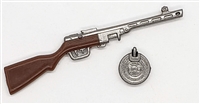 Russian Ppsh-41 SubMachine Gun with Ammo Drum - 1:18 Scale Weapon for 3-3/4 Inch Action Figures