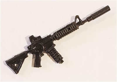 M4 Carbine Assault Rifle "Geared Up" BLACK Version- 1:18 Scale Weapon for 3-3/4 Inch Action Figures