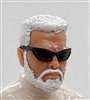 Male Head: "MATT" LIGHT Skin Tone with WHITE BEARD & Sunglasses- 1:18 Scale MTF Accessory for 3-3/4" Action Figures
